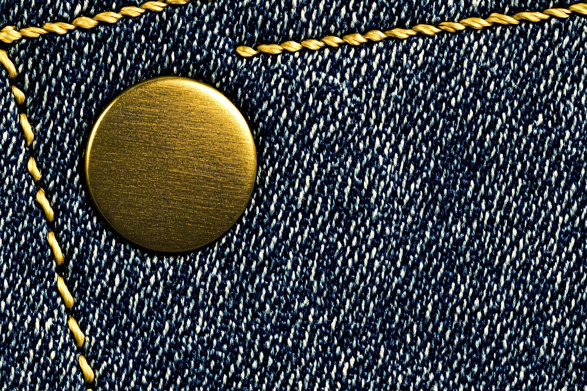 close-up of geometric embroidered patch with metallic thread